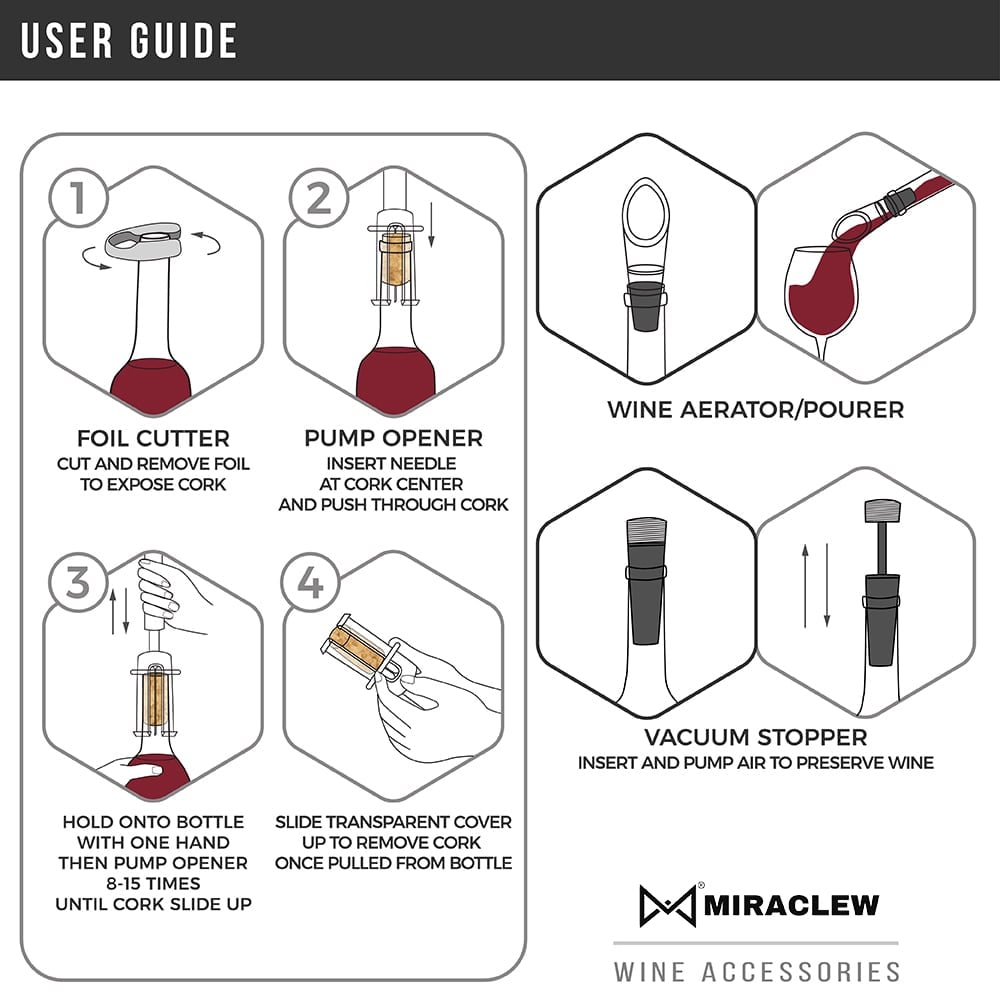 Air Pump Cork Remover Wine Bottle Opener Set