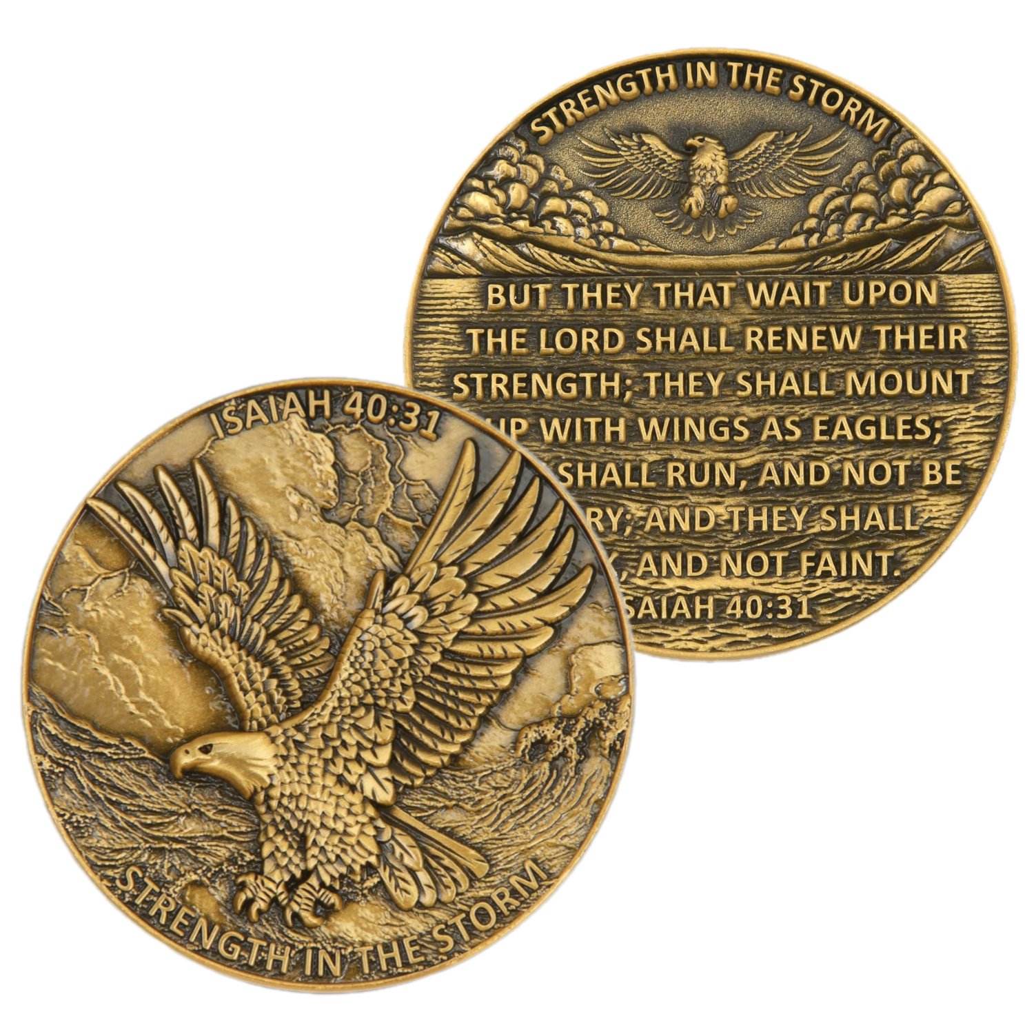 Eagle Christian Challenge Coin – Strength in the Storm
