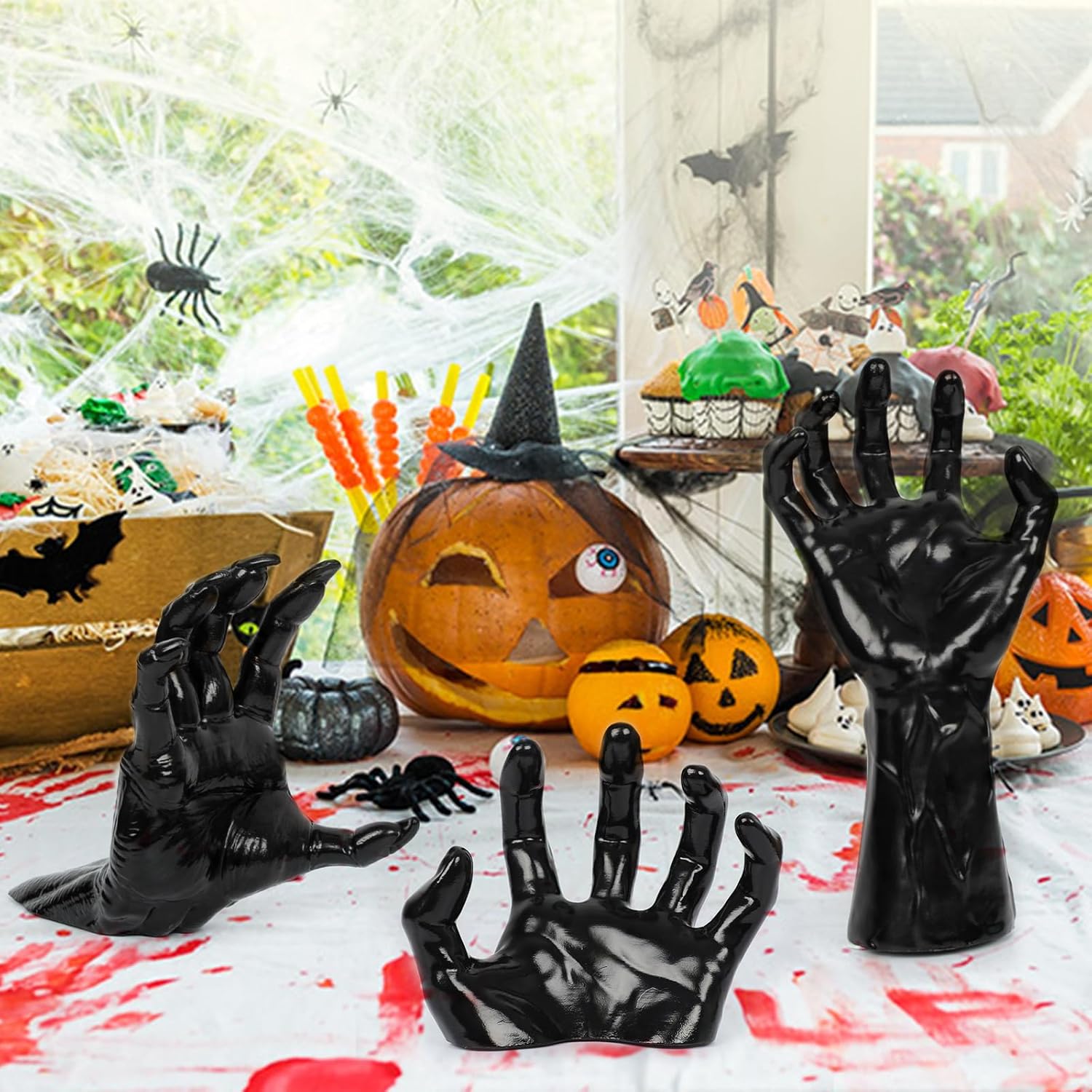 🎁TikTok Last Day Sale - 70% OFF🔥Life-Size Creepy Hands Wall Decor – 3-Piece Set with LED Candles for Gothic Halloween