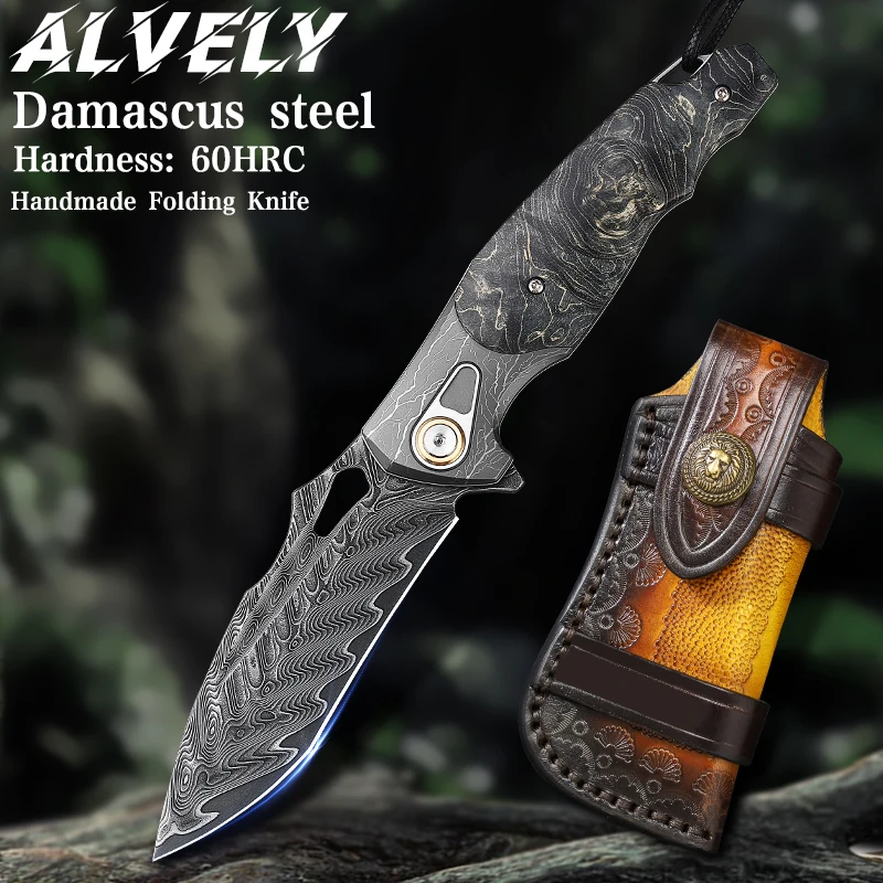 Handmade Damascus Steel Pocket Knife | Men’s EDC Survival Blade