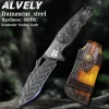 Handmade Damascus Steel Pocket Knife | Men’s EDC Survival Blade