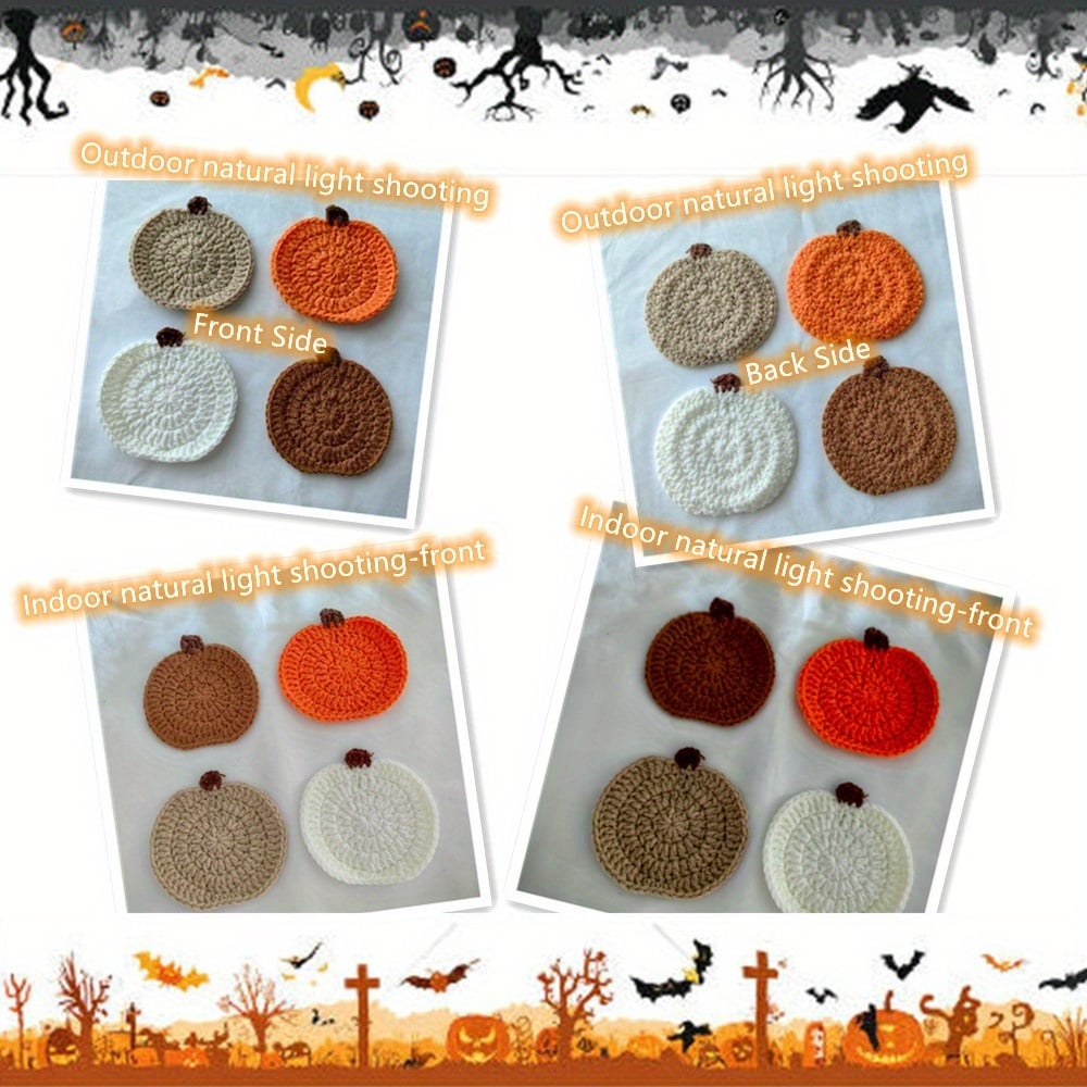 🎁TikTok Last Day Sale - 70% OFF👻Pumpkins Coaster Handmade Knitted Drink Coaster Set