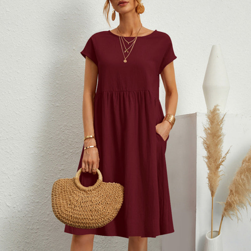 (🔥Last Day Promotion 50% OFF) Women's Cotton Round Neck Dress