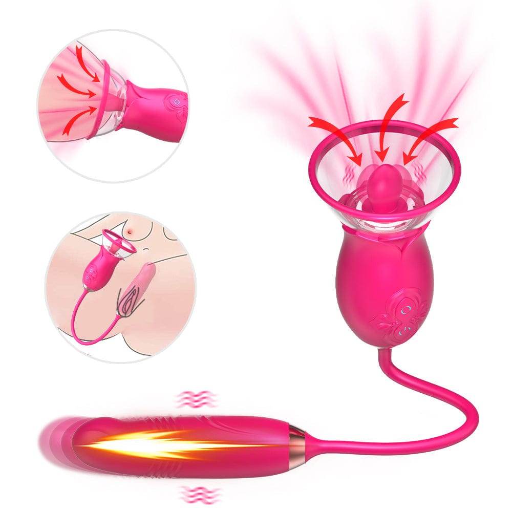 Rose Tongue Extender Clitoris Sucker Dildo Sex Toy For Women