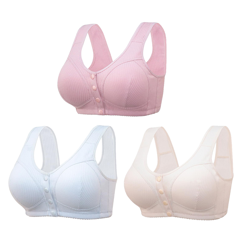 🎉Buy 1 Get 3 (3packs) - COMFORTABLE FRONT-CLOSURE WIRELESS PLUS SIZE BUTTON BRA