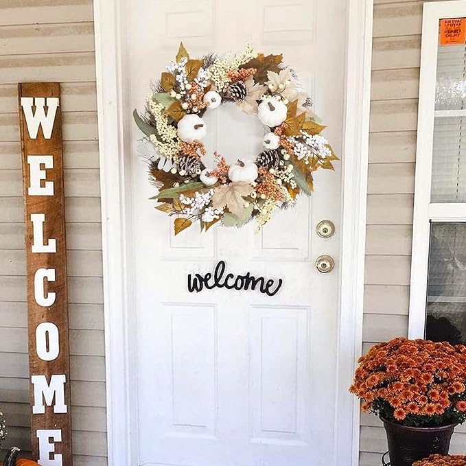 🎃Fall Wreath for Thanksgiving Halloween Farmhouse Harvest Front Door Outdoor Indoor Window Wall