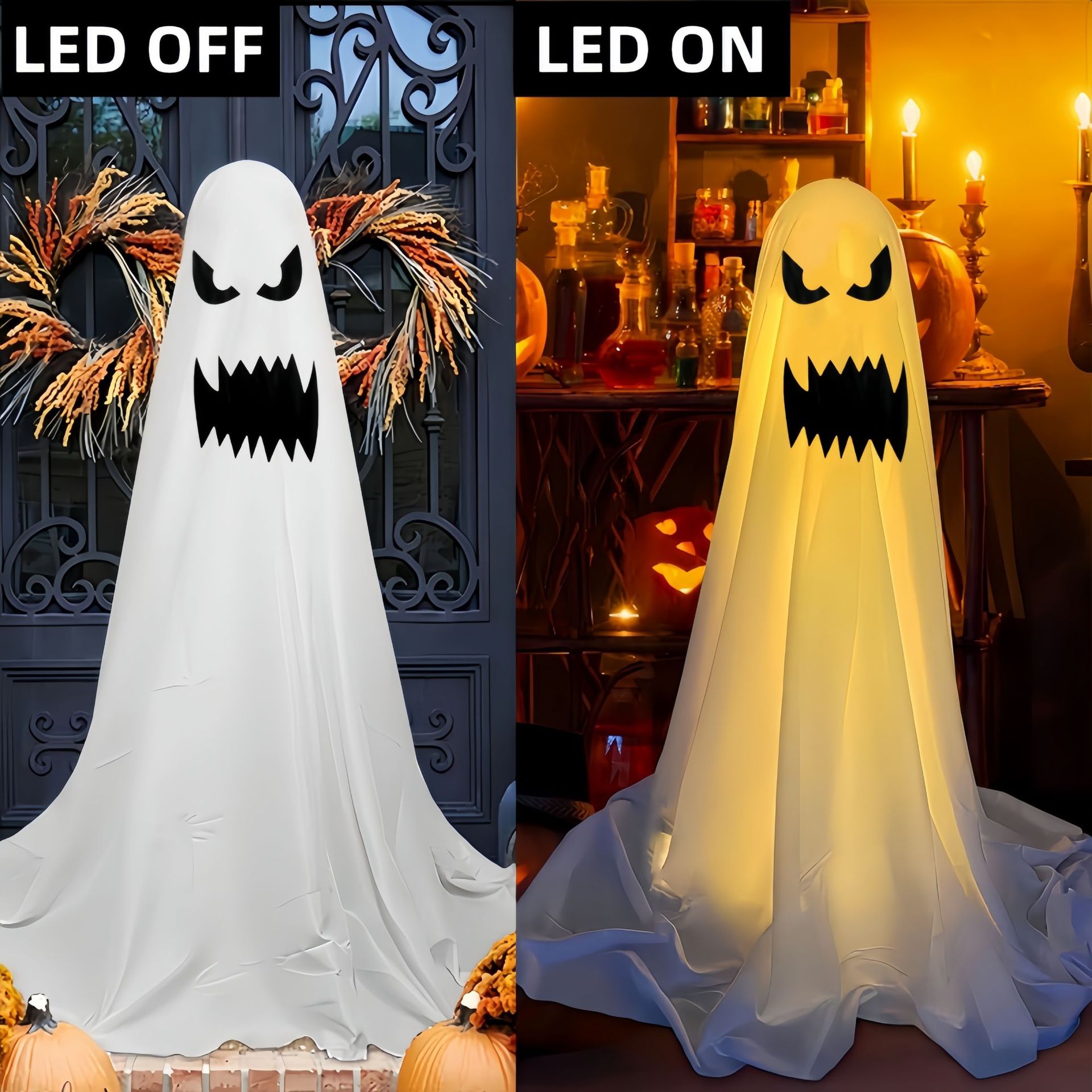 Halloween Spooky DIY Lit Ghost Decor