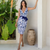🏆Swimwear Bestsellers🏆 Einteiliger Badeanzug mit V-Ausschnitt und Bindeband-Print und Rock