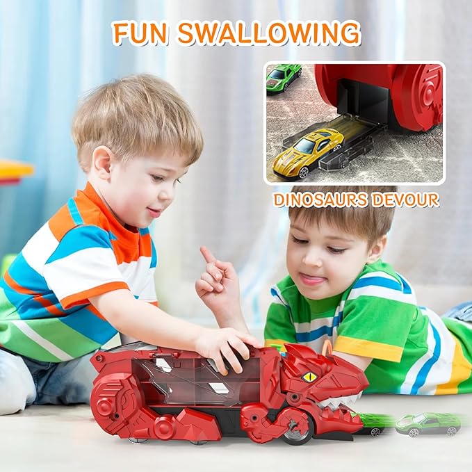 🚗 FREE SHIPPING🚗Transform Dinosaur Transport Devouring Truck With Foldable Sliding Track