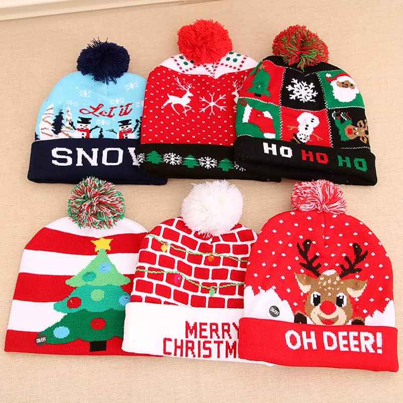 (🎄🎅 Christmas Early Special Offer -50% OFF) 🎅Christmas Colorful Glowing Knitted Hats, Buy 3 Free Shipping