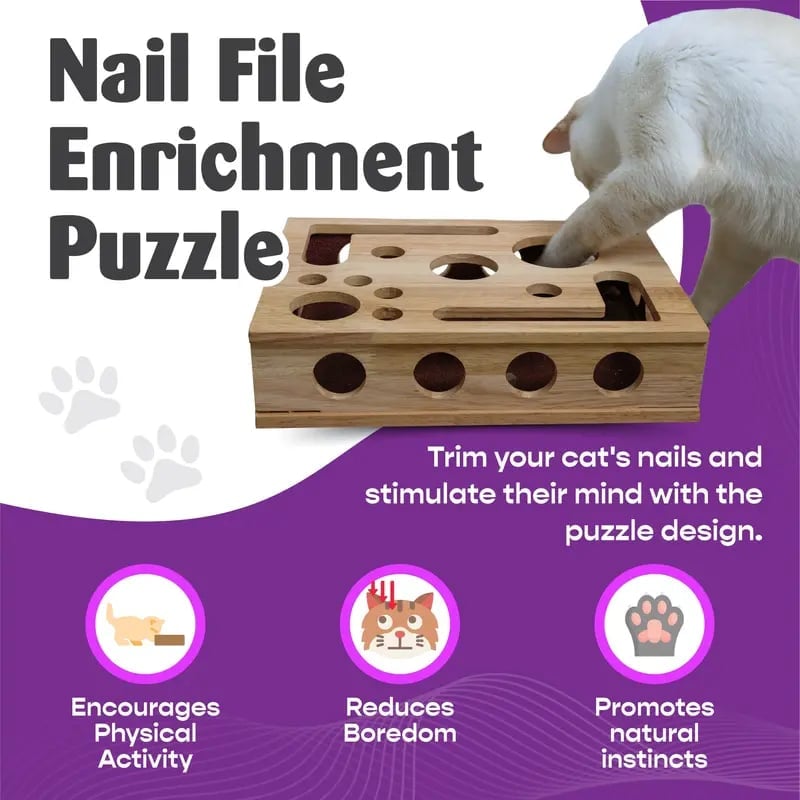 🎁TikTok Last Day Sale - 70% OFF🎉Cat Scratch Puzzle Enrichment Box: Nail File Stress Free Alternative to Clippers and Grinders