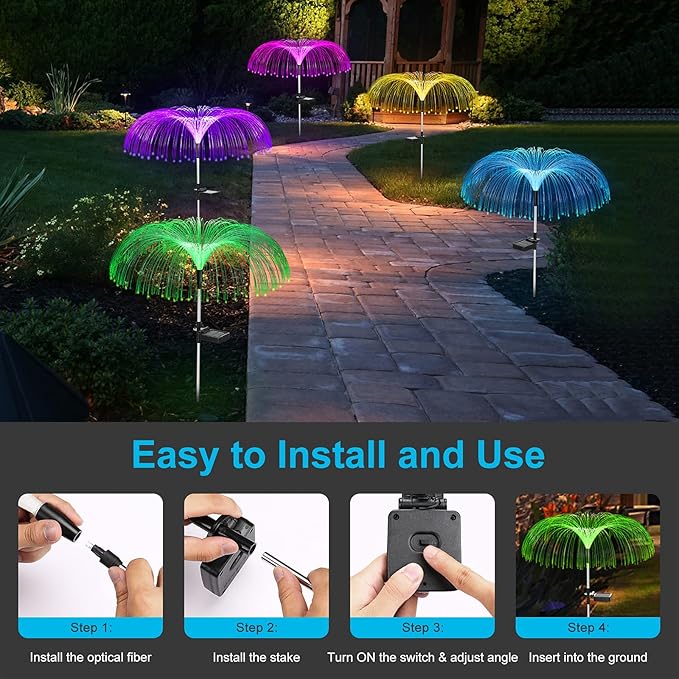 Solar-Powered LED Garden Fiber Optic Lights