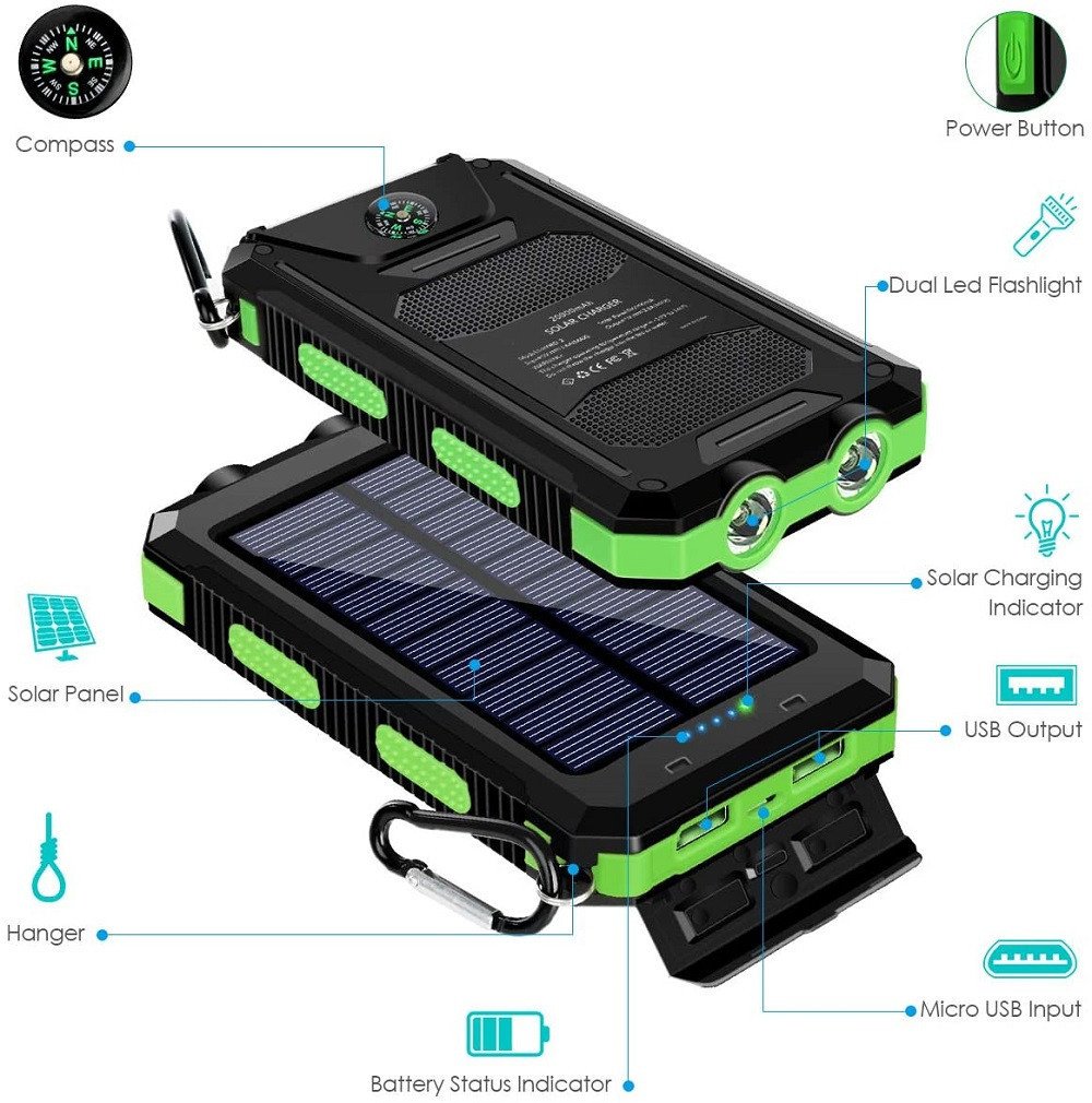 💥LAST DAY SALE 50% OFF💥Waterproof Solar Power Bank⚡BUY 2 FREE SHIPPING