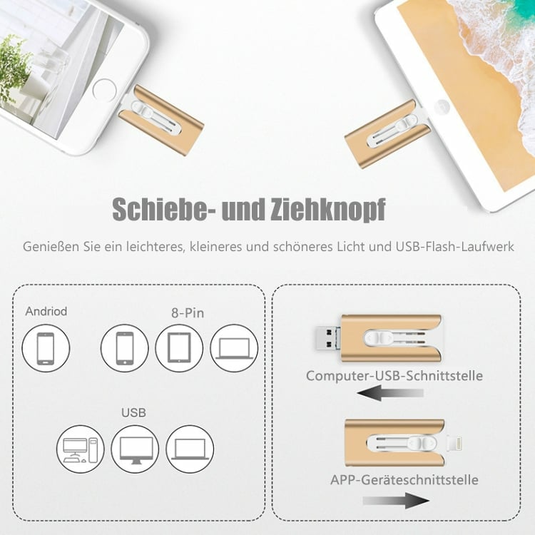 🏆Letzter Tag 49% Rabatt✨32 ~ 1TB Micro USB + 8 Pin + USB 3,0 4 in 1 Handy Computer U-Disk