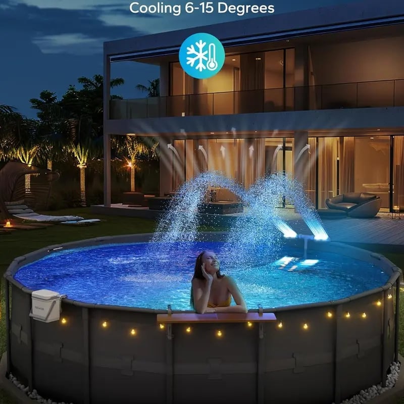 🎁TikTok Last Day Sale - 70% OFF🔥Solar Pool Fountain with Lights Dual Arc - Above/Inground Pool Fountain Lights with Remote Control