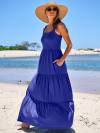 ANRABESS Women Dresses 2024 Summer Sleeveless Maxi Dress Casual Spaghetti Strap Tiered Flowy Beach Long Sun Dress