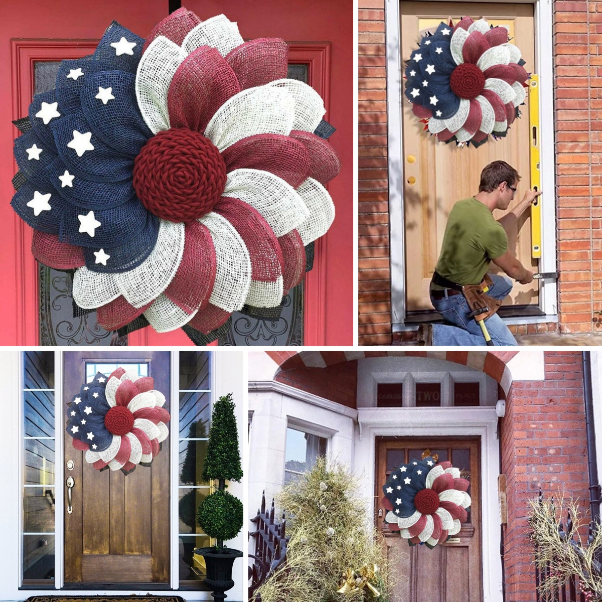 American flag independent sun flower Wreath - BUY 2 FREE SHIPPING