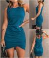 BTFBM Women 2024 Summer Sleeveless Tank Dresses Crew Neck Slim Fit Short Casual Ruched Bodycon Party Club Mini Dress