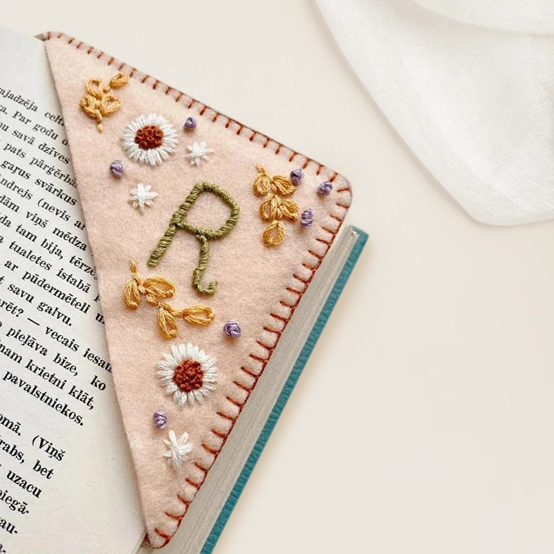 Personalized Letter Embroidered Corner Bookmark