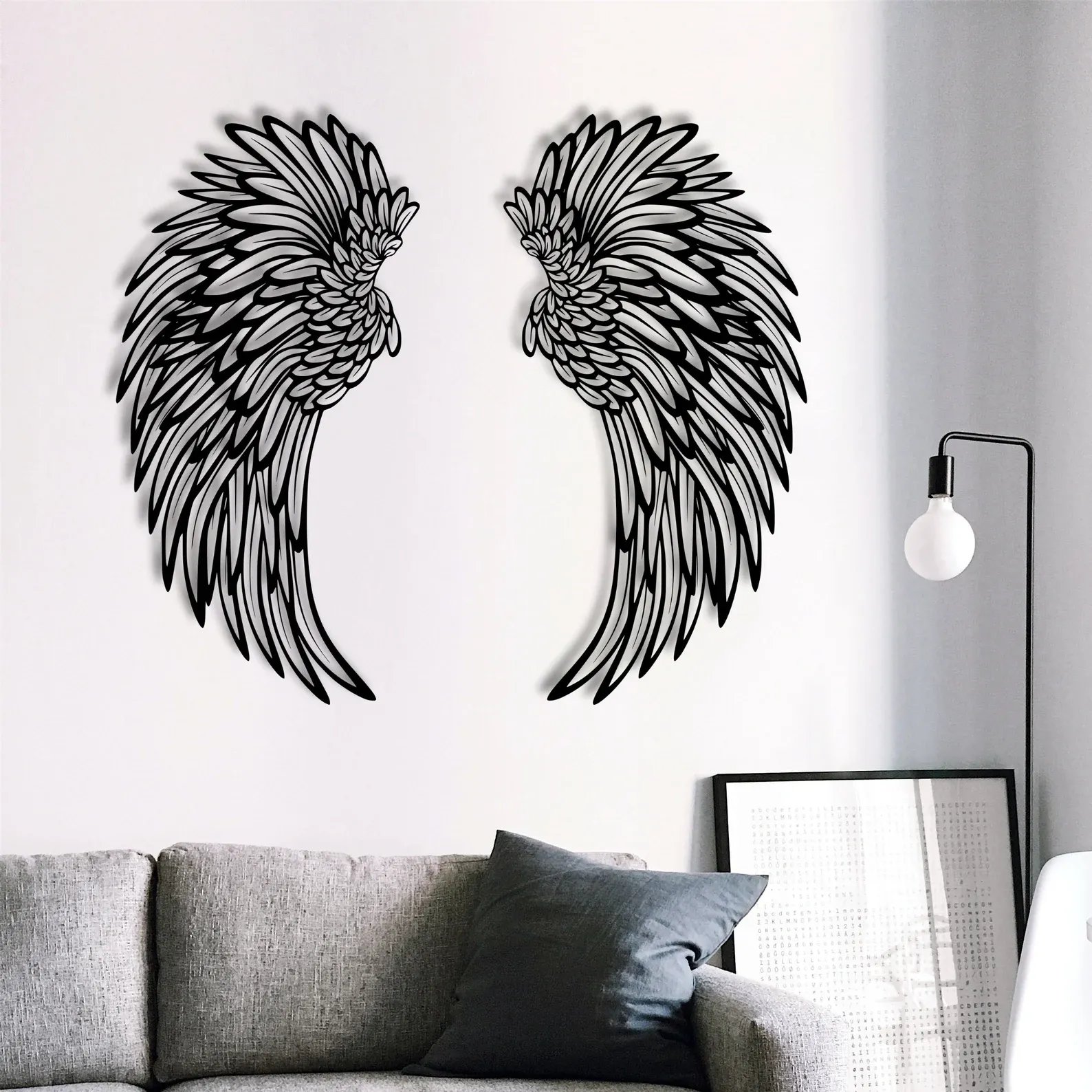 🎁Last Day Promotion- SAVE 70%🎉1 Pair of Angel Wings Metal Wall Murals with LED Lights