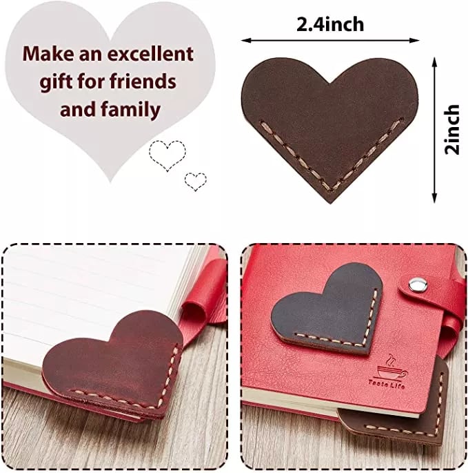 🔥Last day 49% OFF - Vintage Leather Heart Bookmark Page Corner