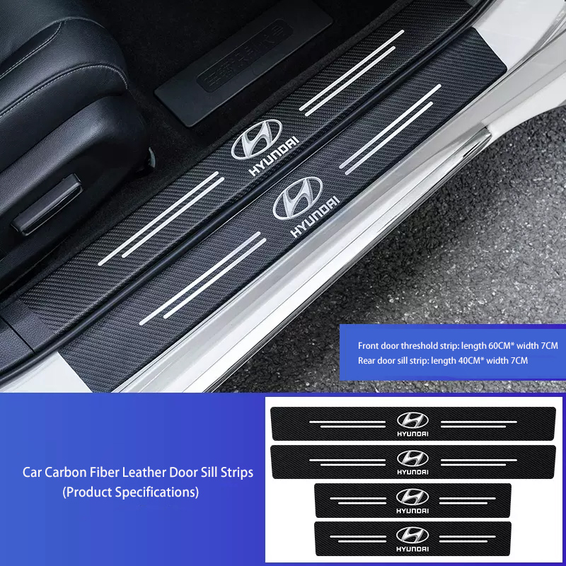 Tiktok Summer Sale🎉Car Carbon Fiber Leather Door Sill Strips（4PCS）