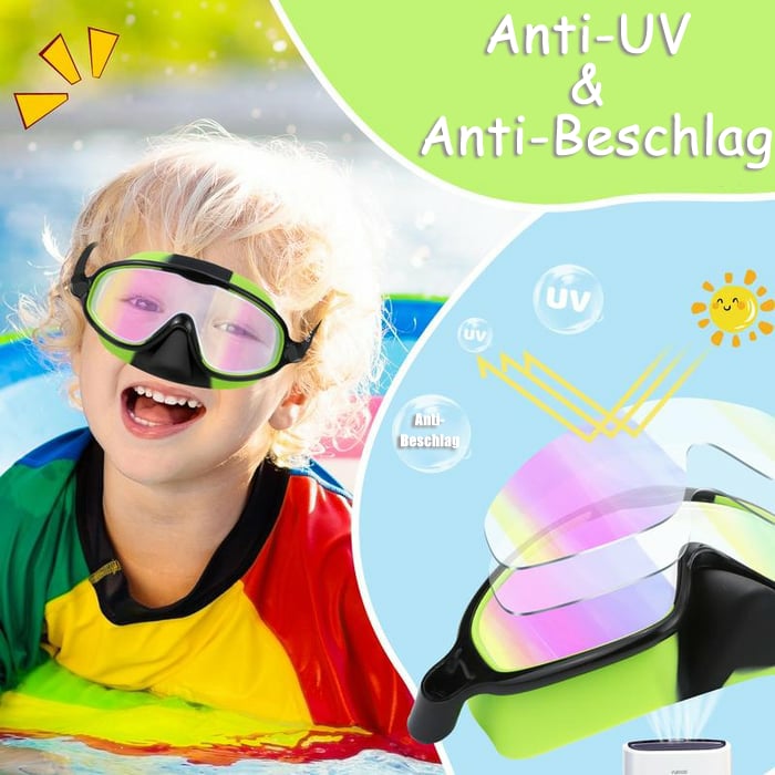 🏊‍♀️Heißer Verkauf : Kaufen Sie 1 und erhalten Sie 1 gratis🏊‍♀️ HD-Schwimmbrille für Kinder mit großem Rahmen, wasserdicht und beschlagfrei
