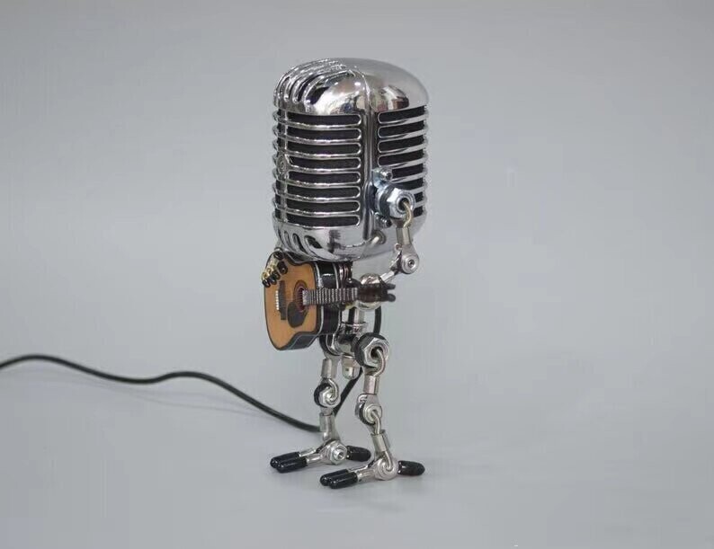 Steampunk Metal Microphone Robot Table Lamp - BUY 2 FREE SHIPPING