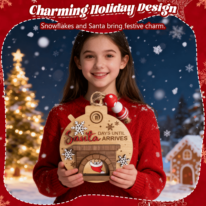 🎄TikTok Christmas Sale -70% OFF✨Christmas Countdown Ornament - Santa in Chimney with Snowflakes🎅