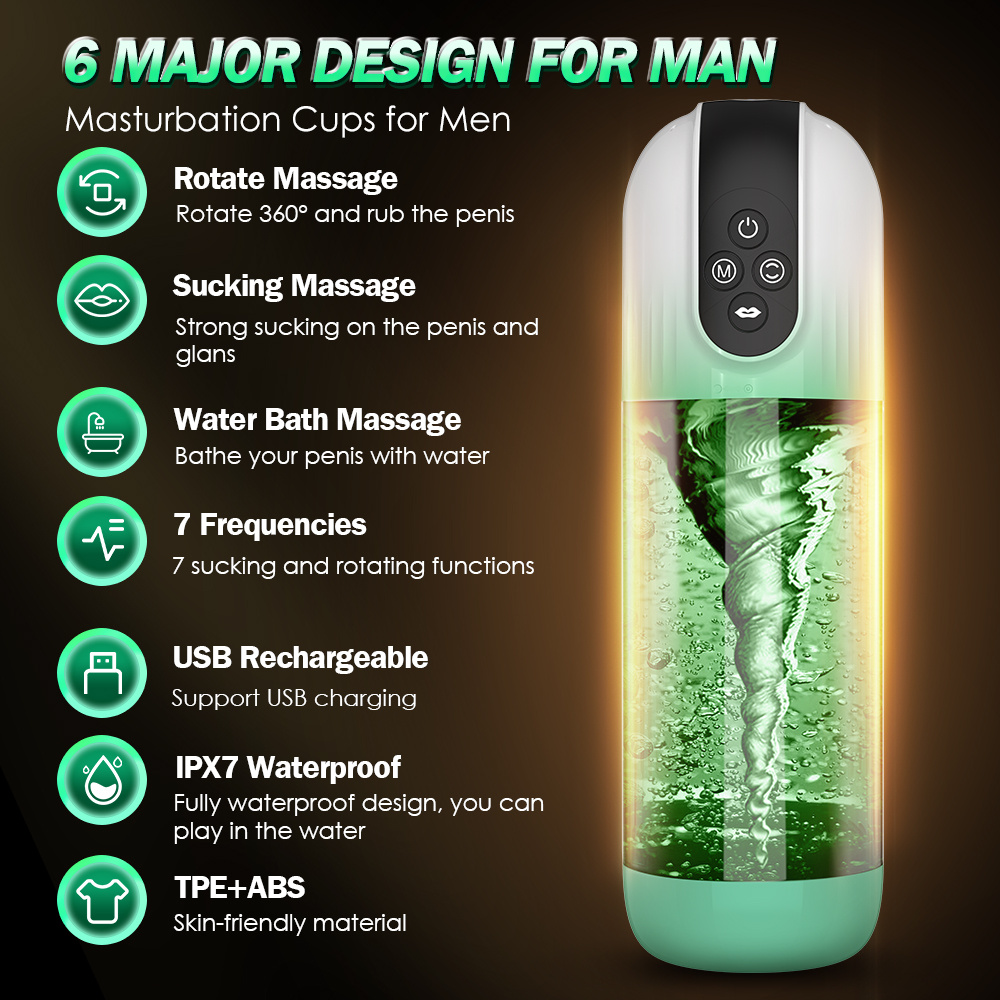 SHEMESIX Male Masturbator, Automatic, Waterproof With 7-Frequency Rotation & Suck