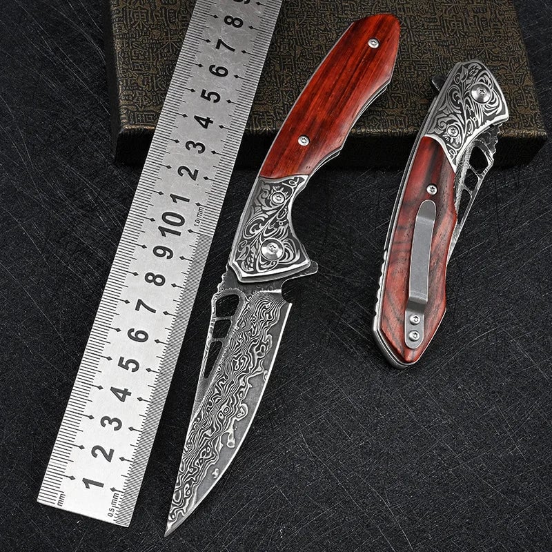 Handcrafted Damascus Steel Folding Knife