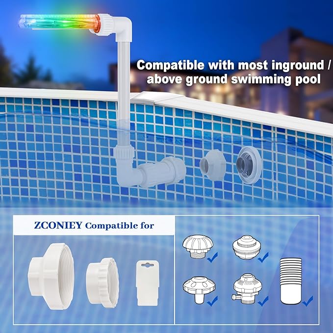 ⏰50% OFF ONLY TODAY🌊Pool Fountain Sprayer With 7 Color Changing Night Lights