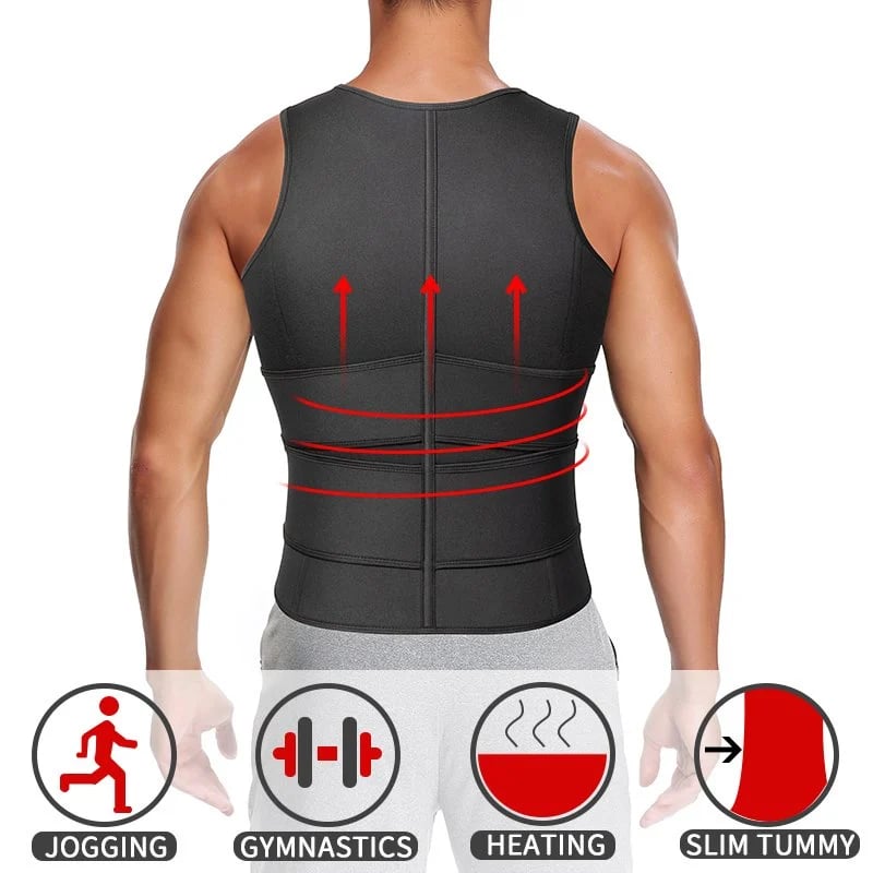 💥LAST DAY SALE 50% OFF💥Men Body Shaper Sauna Vest Double Belt💦