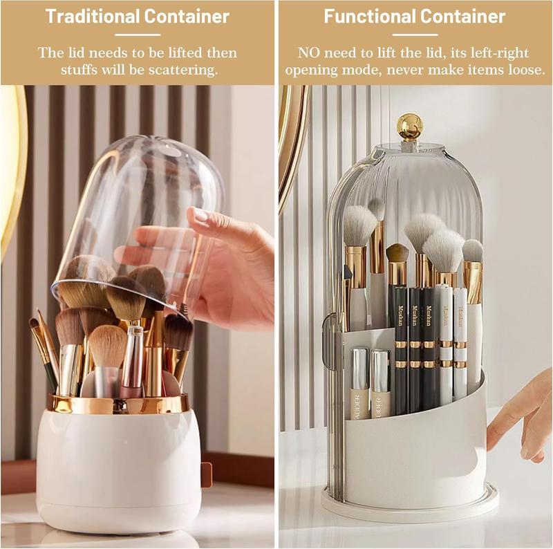 🪥 Dustproof Rotating Toothbrush & Makeup Brush Holder