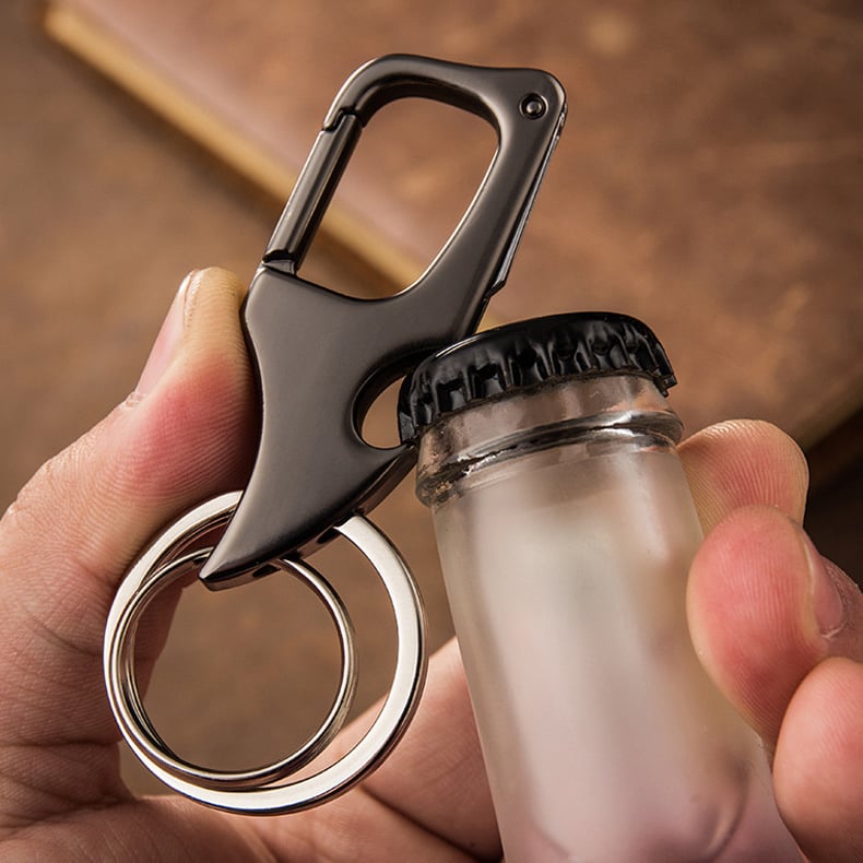 Multifunctional pendant bottle opener metal double ring key chain