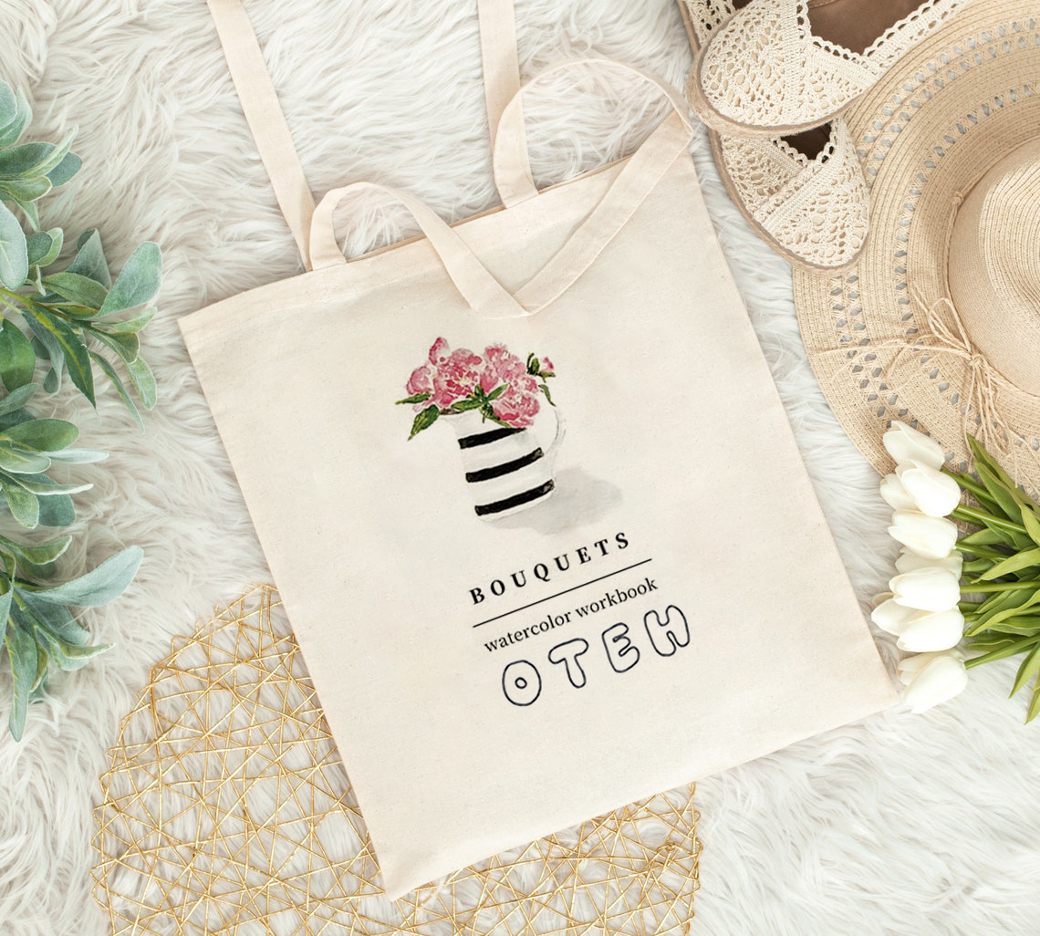 𝙊𝙏𝙀𝙃® Watercolor Canvas bag-Bouquets