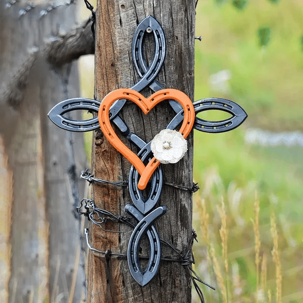 ❤️Handmade Natural Horseshoe Cross With Heart