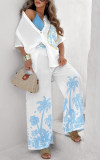 Women's Lapel Holiday Print Sequin Casual Suit
