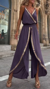 Women's V-neck Suspenders Slit Holiday Casual Jumpsuit