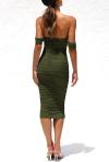 PRETTYGARDEN Women's Summer Off The Shoulder Ruched Bodycon Dresses Sleeveless Fitted Party Club Midi Dress