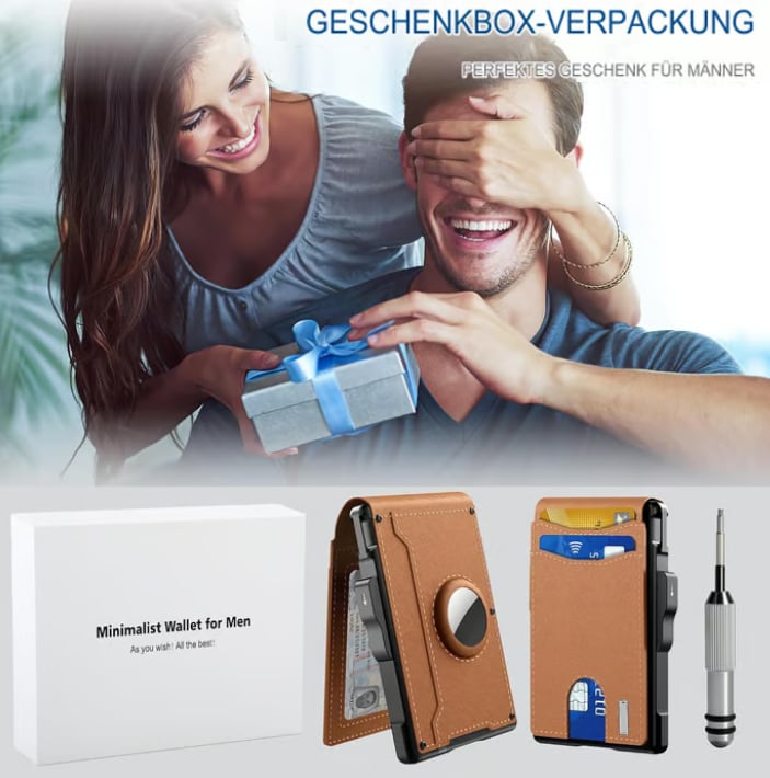 ✨ Herren-Geldbörse – Aluminium Pop-Up, RFID-Schutz, Leder & Geldklammer