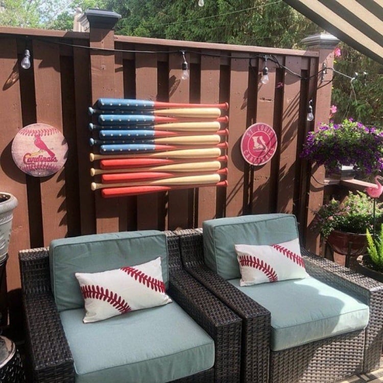 ❤️Handmade Baseball Bats American Wooden Flag