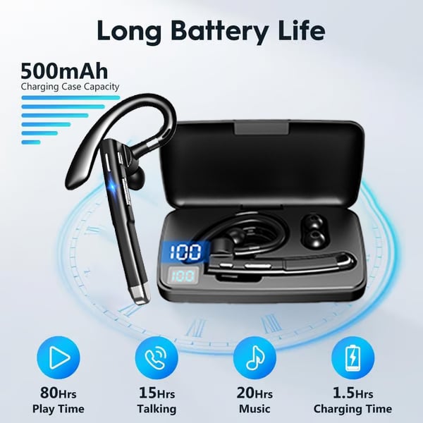 🎁New Bluetooth Trucker Headset🎧 – 80H Playtime, Noise Cancelling, Dual Mic