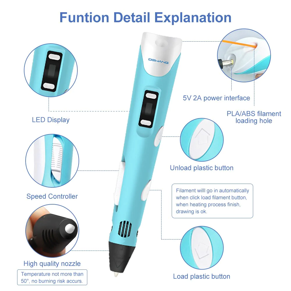 (🌲Christmas Sale- SAVE 48% OFF)2022 Upgraded 3D Printing Pen with 30 Feet of Filament(buy 2 get free shipping)