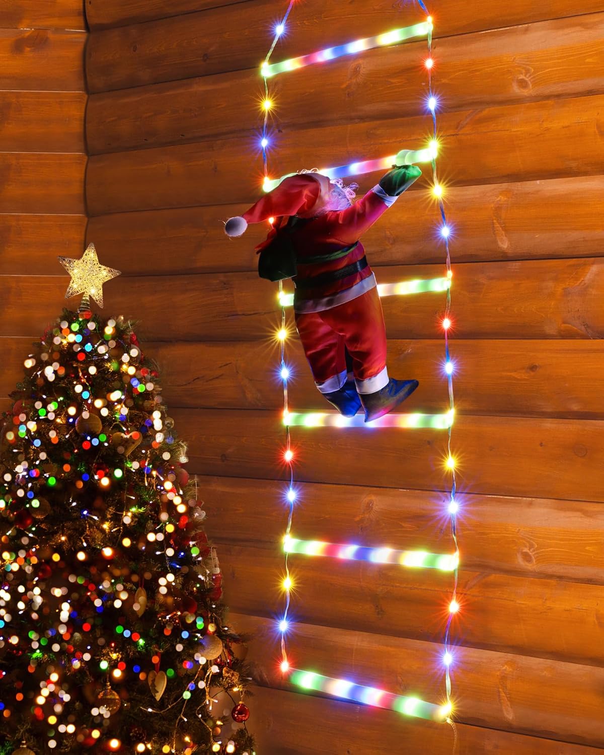 🎄TikTok Christmas Sale - 70% OFF✨LED Ladder Lights with Climbing Santa Claus