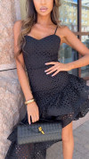 Ladies' Spaghetti Strap Hollow Irregular Splicing Elegant Dress