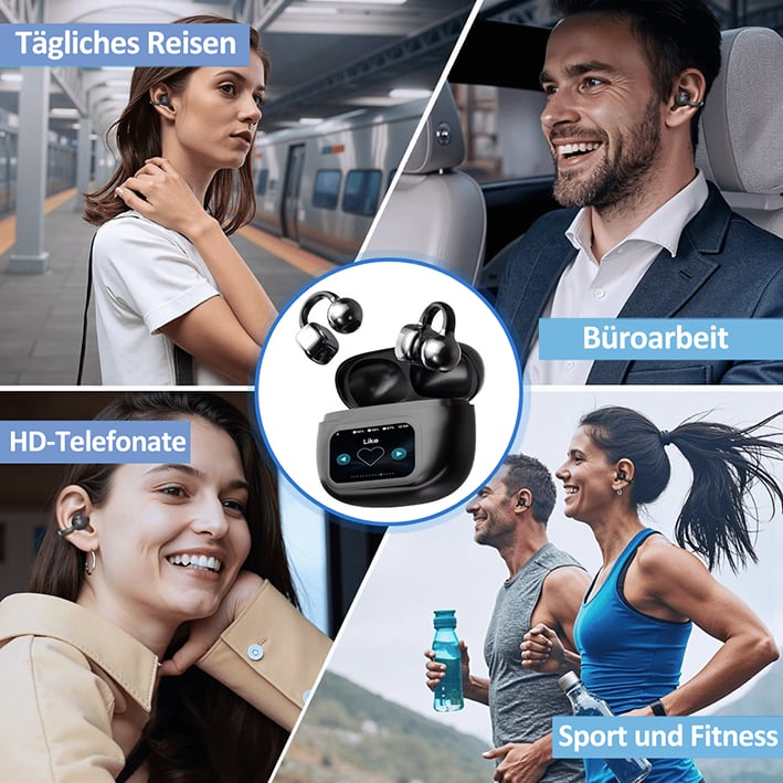 🔥Bluetooth-Kopfhörer mit Ohrclip und Touchscreen