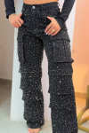 Women's Multi-pocket Rhinestone Casual Jeans --(SIZE:UK8-22,EU36-50)