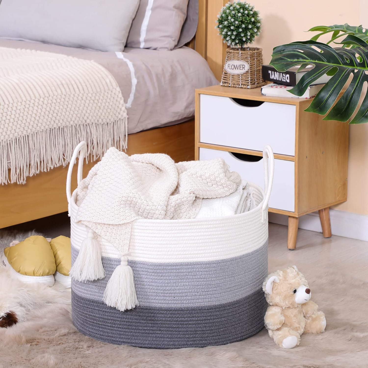 KAKAMAY Large Blanket Basket (20