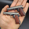 1:3 Damascus Pattern Wooden Handle Color M1911 Full Metal Gun Model Toy Keychain